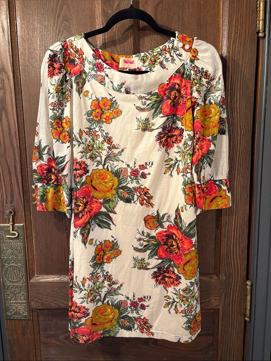 Orion London Dresses & Skirts - Orion London White Midi Dress with Pink & Yellow Floral Print